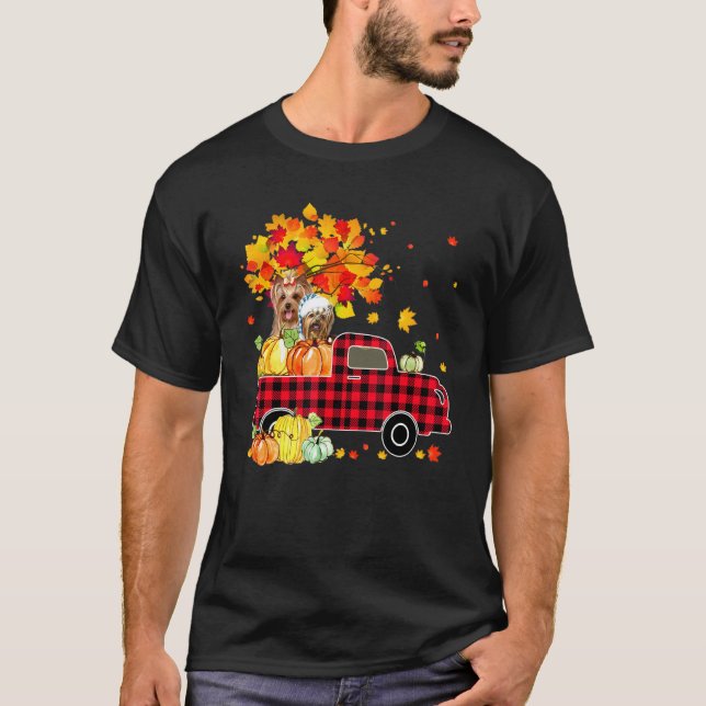 Yorkshire Terrier Pumpkin Truck Fall Leaf Thanksgi T-Shirt (Vorderseite)
