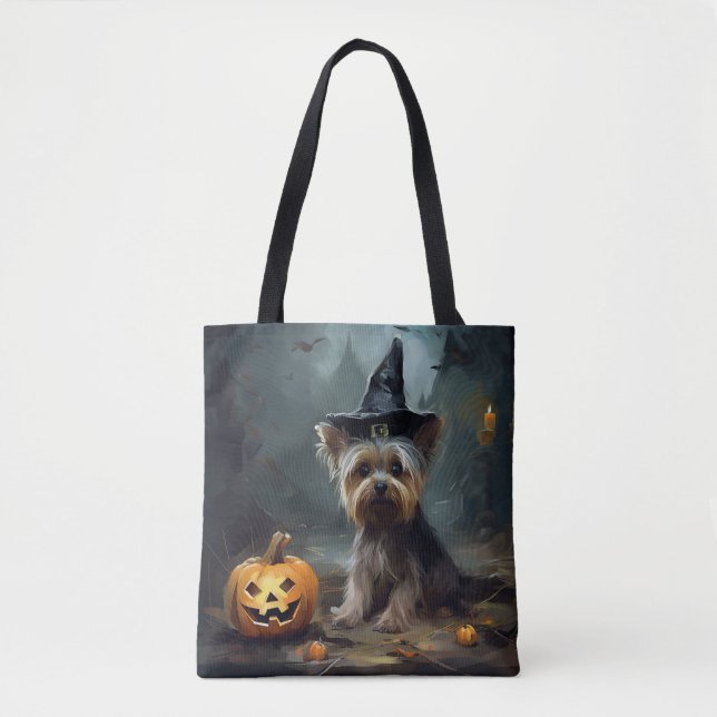 Yorkshire Terrier Pumpkins Halloween Beängstigend (Vorderseite)