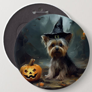 Yorkshire Terrier Pumpkins Halloween Beängstigend Button