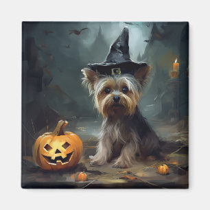 Yorkshire Terrier Pumpkins Halloween Beängstigend Magnet