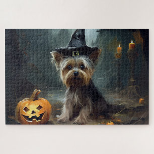 Yorkshire Terrier Pumpkins Halloween Beängstigend Puzzle