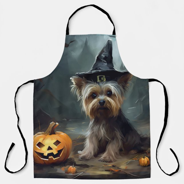 Yorkshire Terrier Pumpkins Halloween Beängstigend Schürze (Vorderseite)