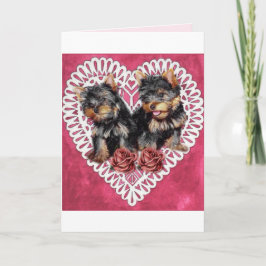 Yorkshire Terrier Puppies Valentines Feiertagskarte