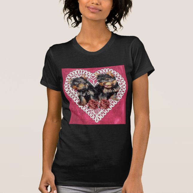Yorkshire Terrier Puppies Valentines T-Shirt (Vorderseite)
