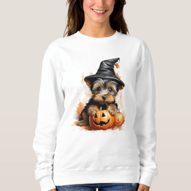Yorkshire Terrier Puppy Halloween Sweatshirt (Vorderseite)