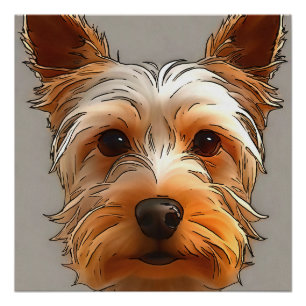 Yorkshire Terrier Puppy Head Portrait Poster