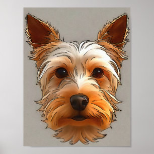 Yorkshire Terrier Puppy Head Portrait Poster