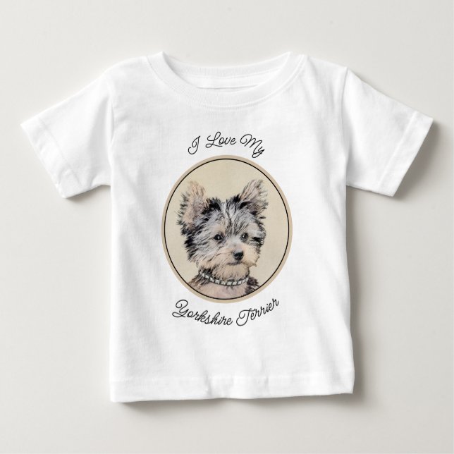 Yorkshire Terrier Puppy Painting Original Hundesch Baby T-shirt (Vorderseite)