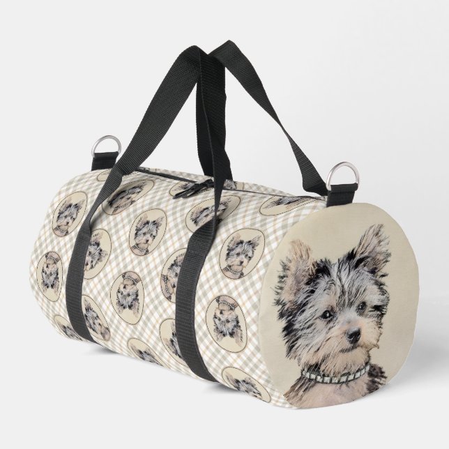 Yorkshire Terrier Puppy Painting Original Hundesch Duffle Bag (Linke Seite)