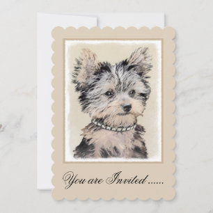 Yorkshire Terrier Puppy Painting Original Hundesch Einladung