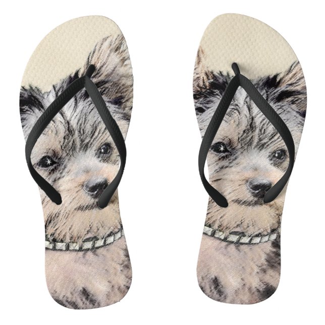 Yorkshire Terrier Puppy Painting Original Hundesch Flip Flops (Fußbett)