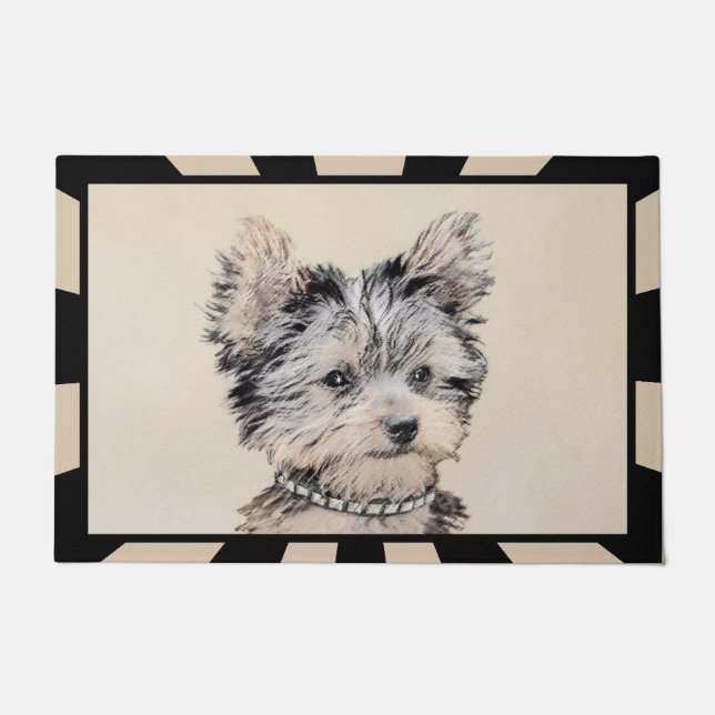 Yorkshire Terrier Puppy Painting Original Hundesch Fußmatte (Vorderseite)