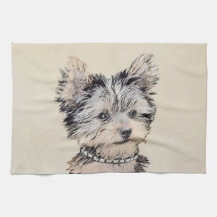 Yorkshire Terrier Puppy Painting Original Hundesch Geschirrtuch