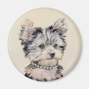 Yorkshire Terrier Puppy Painting Original Hundesch Magnet