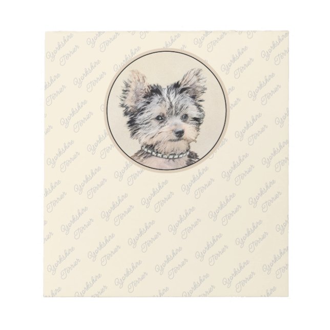 Yorkshire Terrier Puppy Painting Original Hundesch Notizblock (Vorderseite)