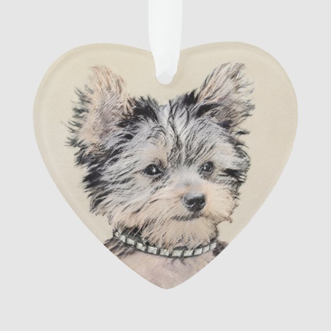 Yorkshire Terrier Puppy Painting Original Hundesch Ornament (Vorderseite)