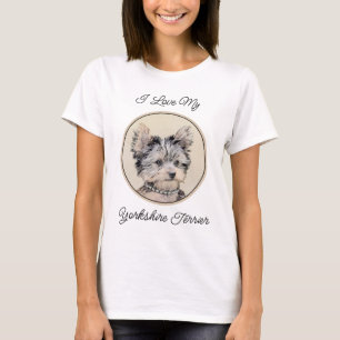 Yorkshire Terrier Puppy Painting Original Hundesch T-Shirt