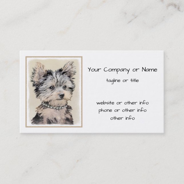 Yorkshire Terrier Puppy Painting Original Hundesch Visitenkarte (Vorderseite)
