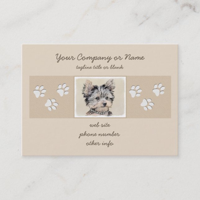 Yorkshire Terrier Puppy Painting Original Hundesch Visitenkarte (Vorderseite)