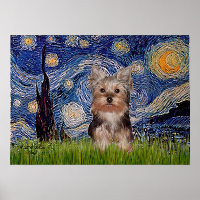 Yorkshire Terrier Puppy - Starry Night Poster (Vorne)