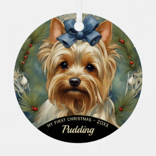 Yorkshire Terrier Puppy's First Christmas Ornament