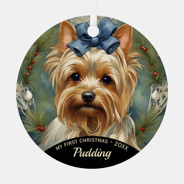 Yorkshire Terrier Puppy's First Christmas Ornament (Vorderseite)