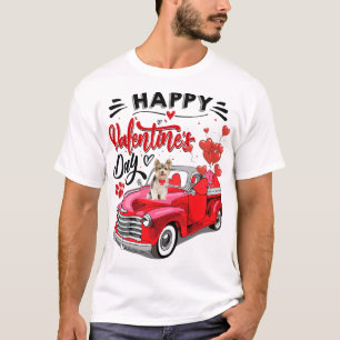 Yorkshire Terrier Red Truck Happy Valentine's Day T-Shirt