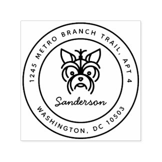 Yorkshire Terrier Rücksendeadresse Briefmarke Permastempel