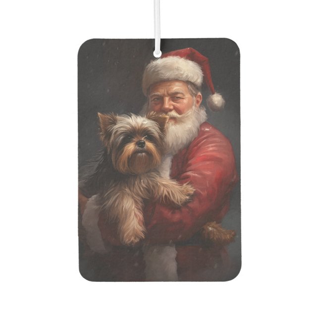 Yorkshire Terrier Santa Claus Weihnachten Autolufterfrischer (Vorderseite)