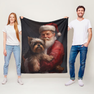 Yorkshire Terrier Santa Claus Weihnachten Fleecedecke