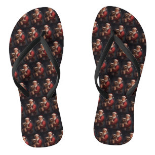 Yorkshire Terrier Santa Claus Weihnachten Flip Flops