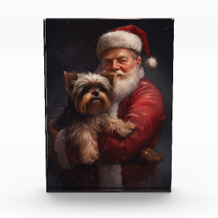 Yorkshire Terrier Santa Claus Weihnachten Fotoblock