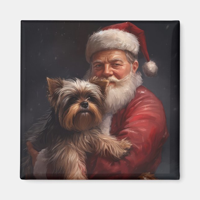 Yorkshire Terrier Santa Claus Weihnachten Magnet (Vorne)