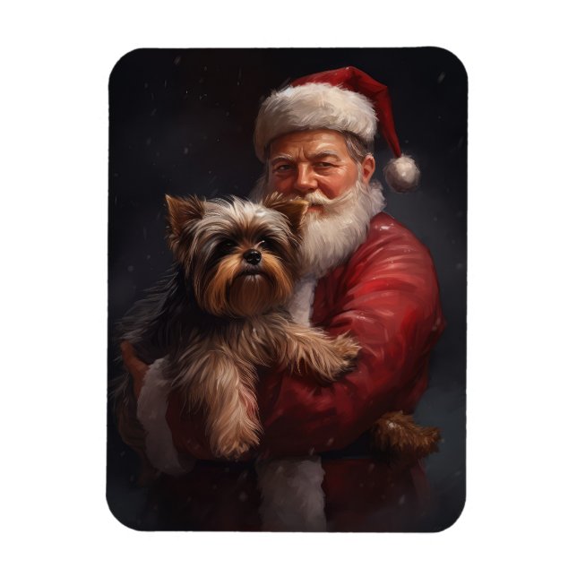 Yorkshire Terrier Santa Claus Weihnachten Magnet (Vertikal)