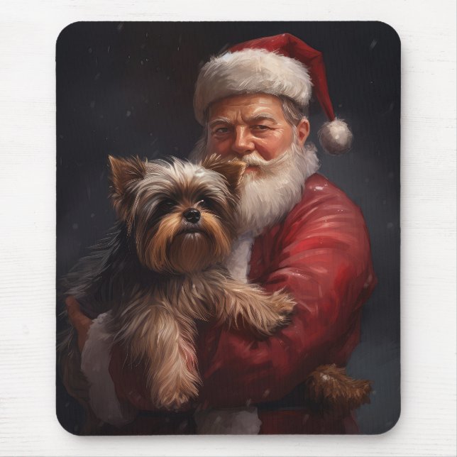 Yorkshire Terrier Santa Claus Weihnachten Mousepad (Vorne)
