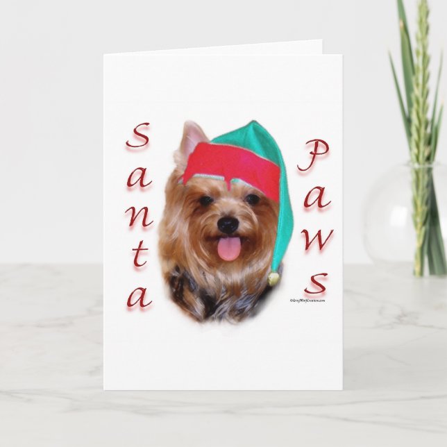 Yorkshire Terrier Santa Paws Feiertagskarte (Vorderseite)