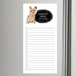 Yorkshire Terrier Shopping List Magnetic Notepad Magnetischer Notizblock<br><div class="desc">Liebliche Sachen,  um Yorkshire Terrier Hund mit einem schwarzen Kalkboard-Rahmen personalisiert mit Ihrem Namen zu holen.</div>