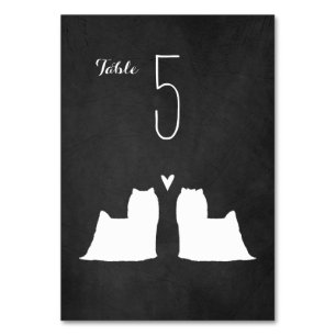 Yorkshire Terrier Silhouetten Hochzeit Empfang Tischnummer