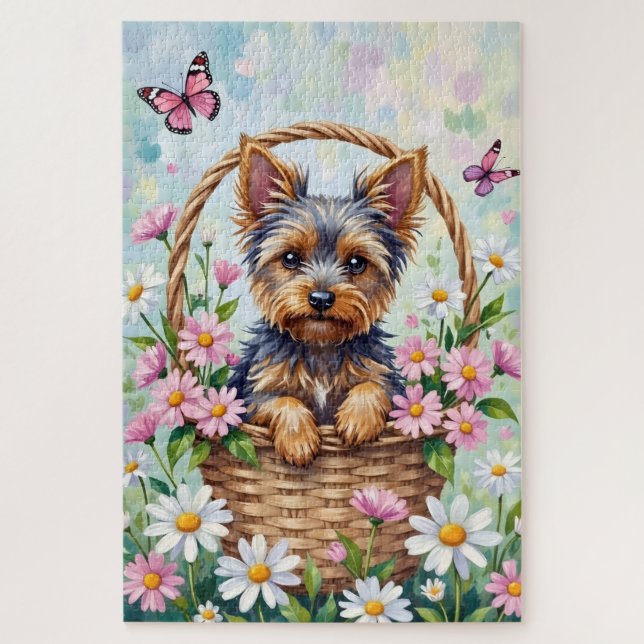 Yorkshire Terrier Spring Flowers Cute Dog Puzzle (Vertikal)