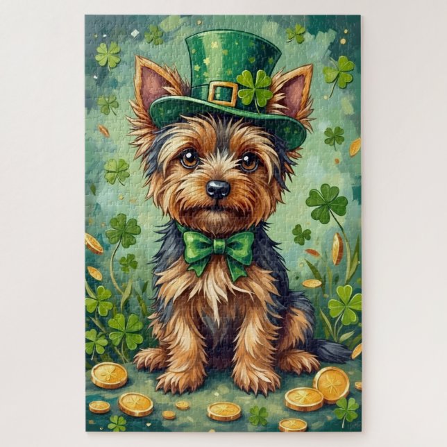 Yorkshire Terrier St Patrick’s Day Cute Lucky Dog Puzzle (Vertikal)