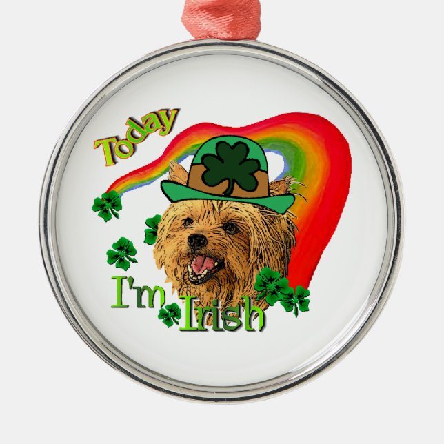Yorkshire Terrier St Patricks Silbernes Ornament (Vorne)