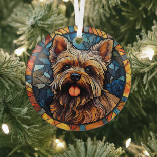 Yorkshire Terrier Stains Ornament Aus Glas