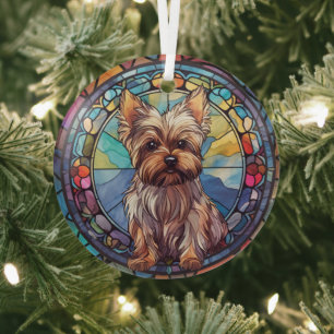 Yorkshire Terrier Stains Ornament Aus Glas