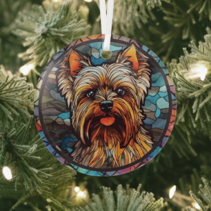 Yorkshire Terrier Stains Ornament Aus Glas