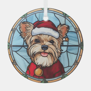 Yorkshire Terrier Stared Glass Christmas Ornament Aus Glas