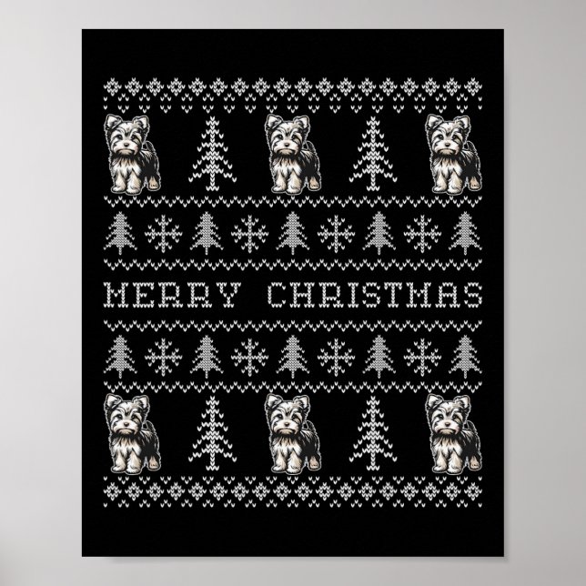 Yorkshire Terrier Ugly Christmas Sweater Funny Dog Poster (Vorne)