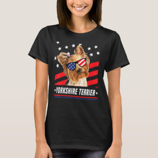 Yorkshire Terrier Usa Flag 4. Juli Hund T-Shirt