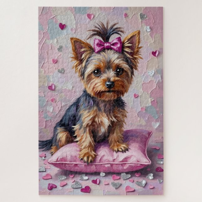 Yorkshire Terrier Valentine's Day Glittering Heart Puzzle (Vertikal)