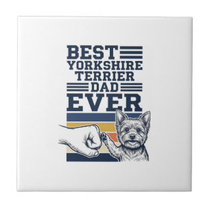 Yorkshire Terrier Vater Fist Bump Vintage Vektor D Fliese