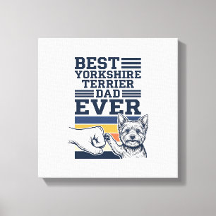 Yorkshire Terrier Vater Fist Bump Vintage Vektor D Leinwanddruck